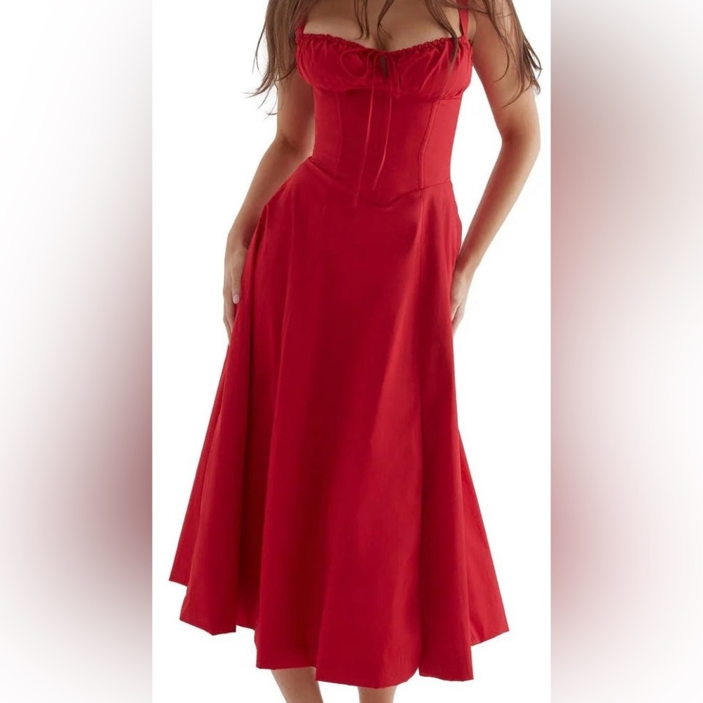 Red milkmaid dress